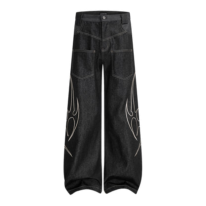 Tribal Wide-Leg Jeans