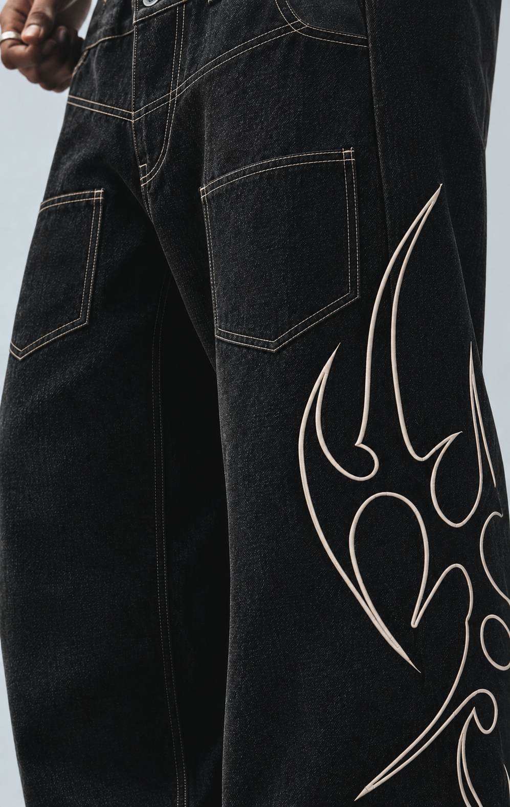 Tribal Wide-Leg Jeans