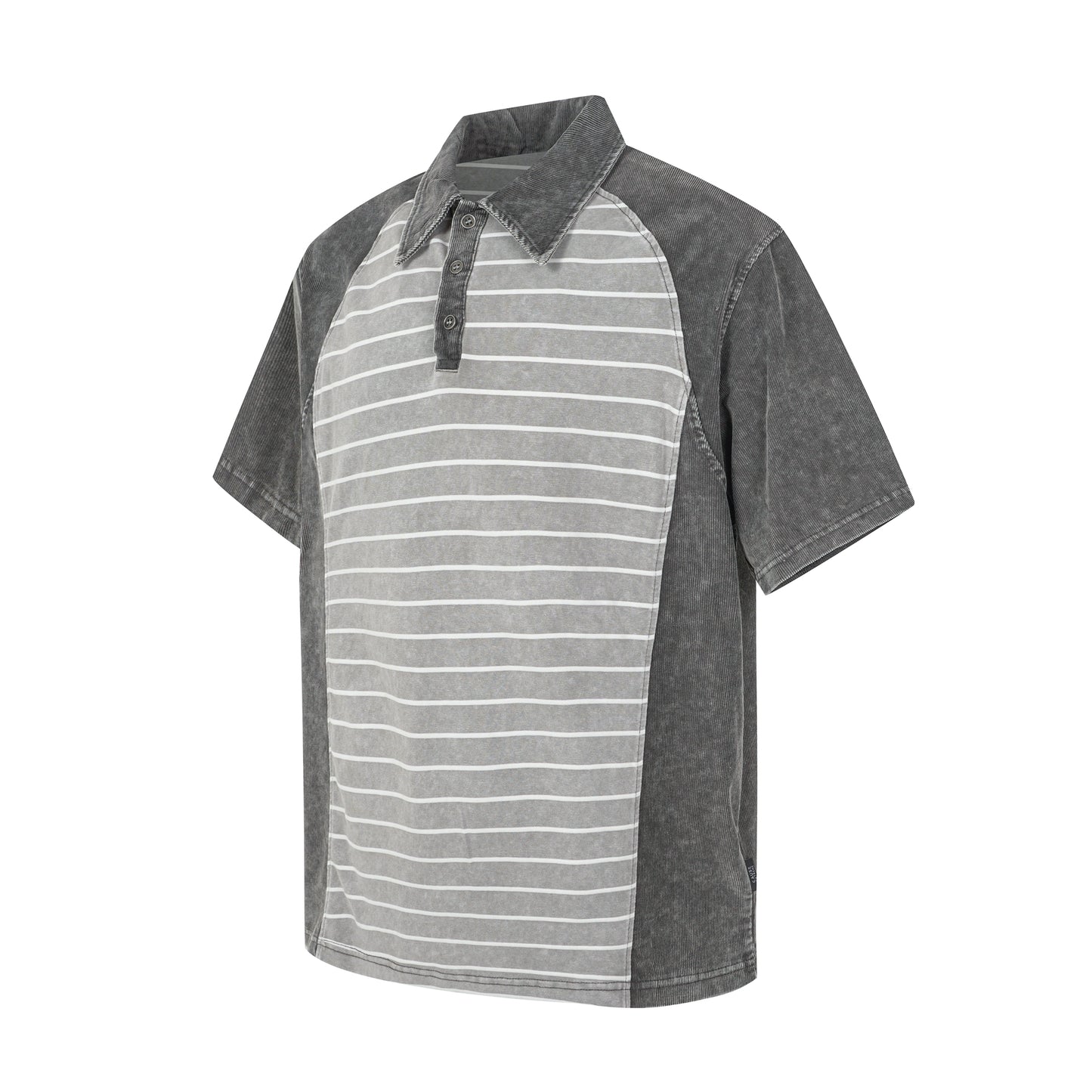 Striped Panel Oversized Polo T-Shirt