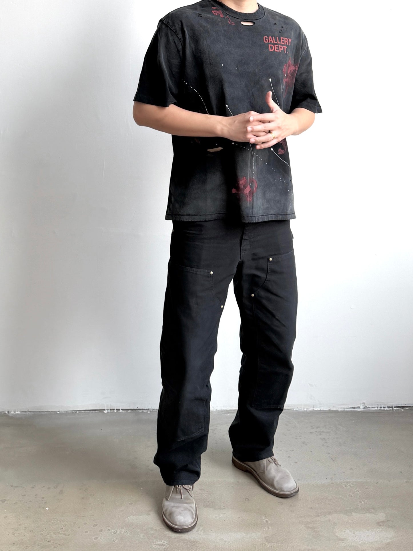 Gallery Dept. Distressed Washed Black T-Shirt