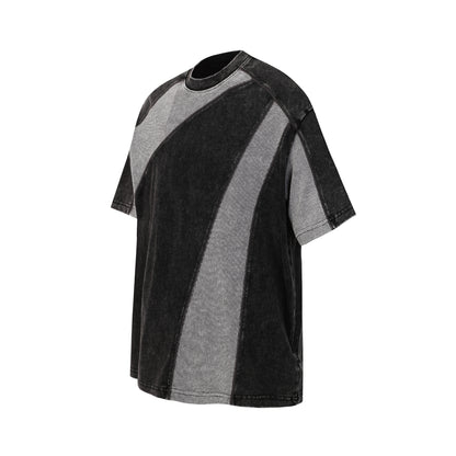Acid Wash Curved Panel Oversized T-Shirt