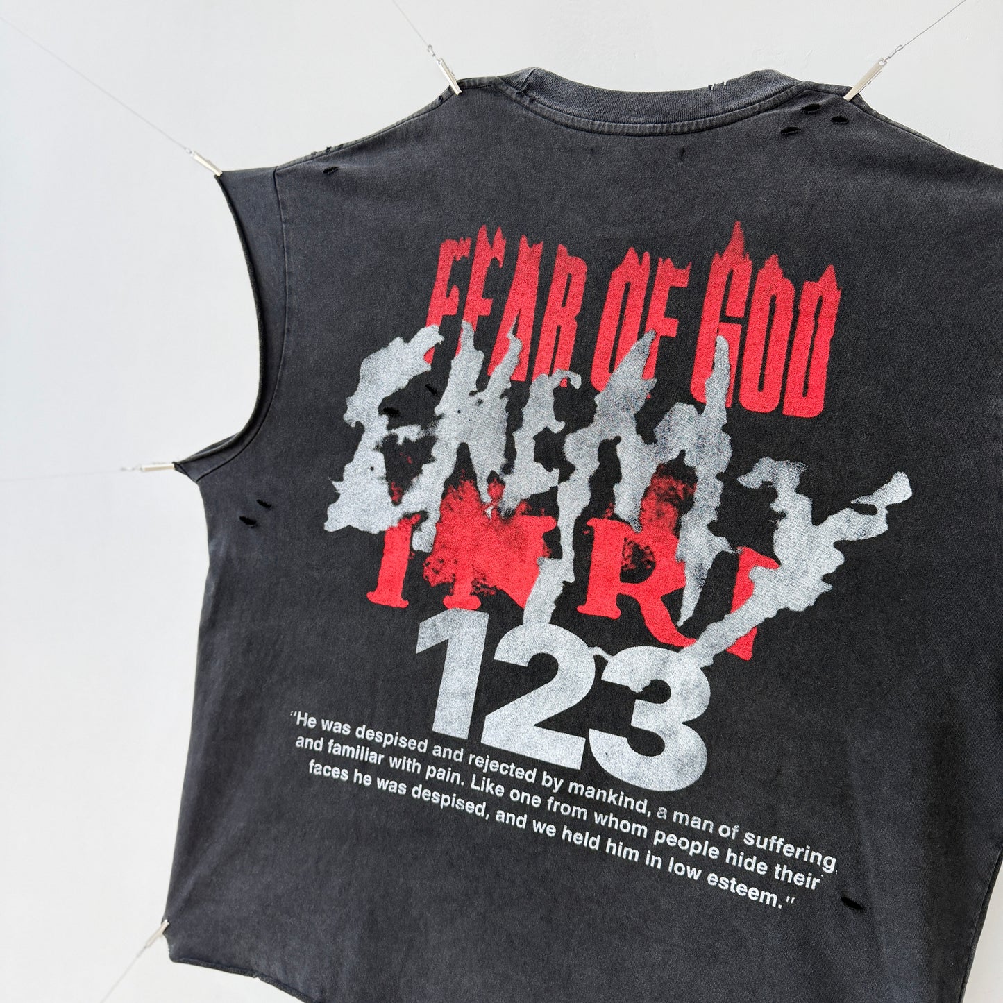 Fear of God 123 Distressed Washed Black T-Shirt