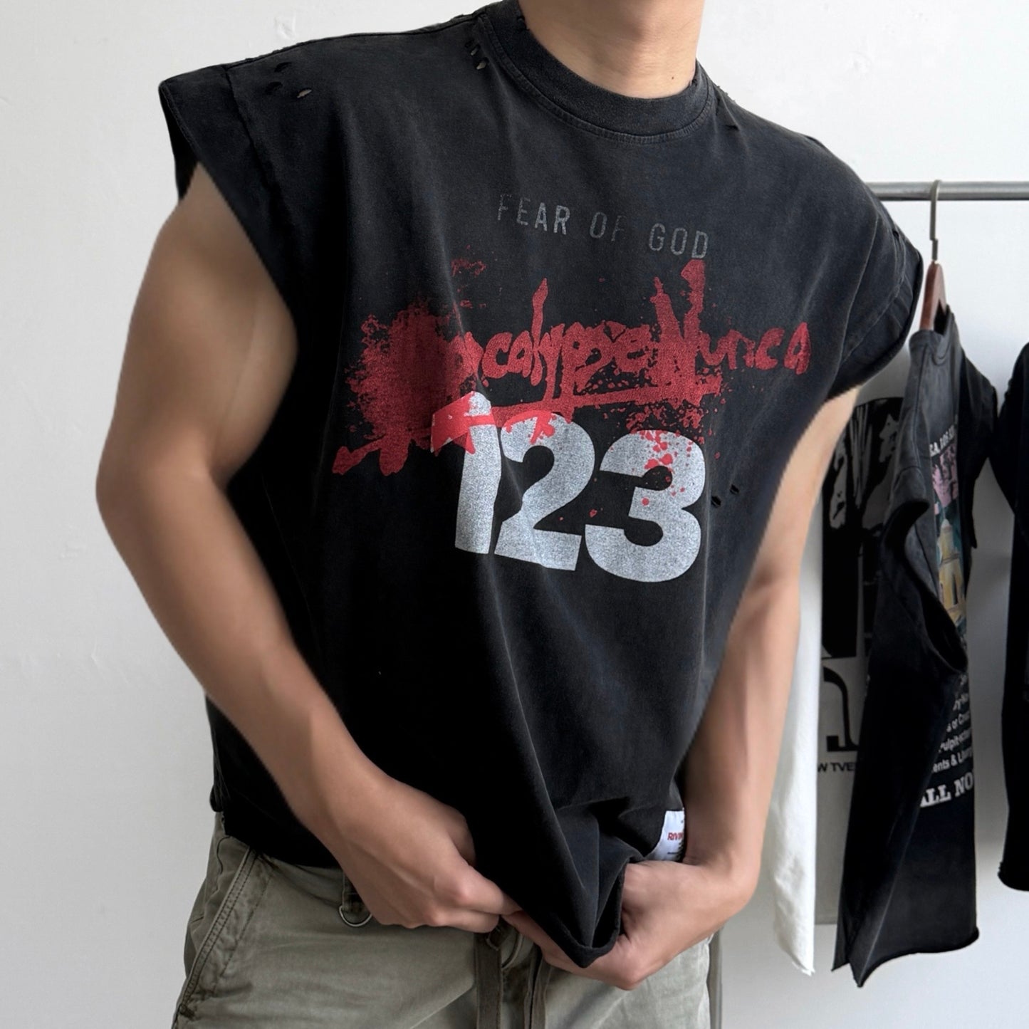 Fear of God 123 Distressed Washed Black T-Shirt