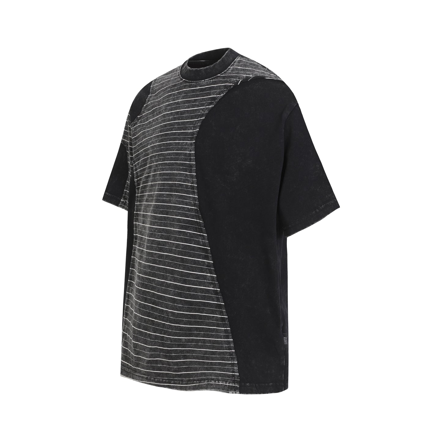 Acid Wash Striped Panel Oversized T-Shirt