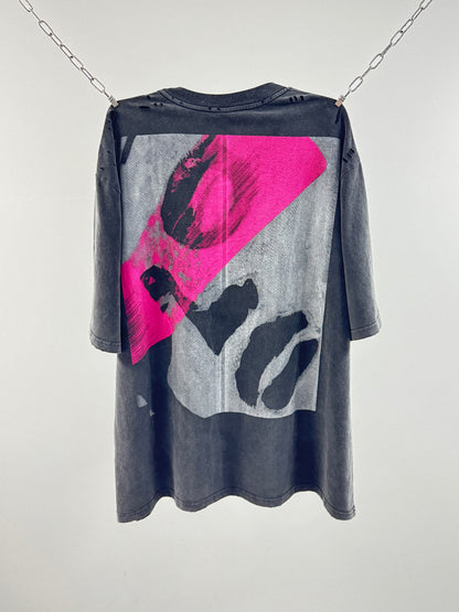 AMORE Graphic Oversized Washed Black T-Shirt