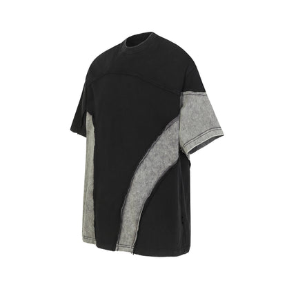 Acid Wash Panelled Oversized T-Shirt