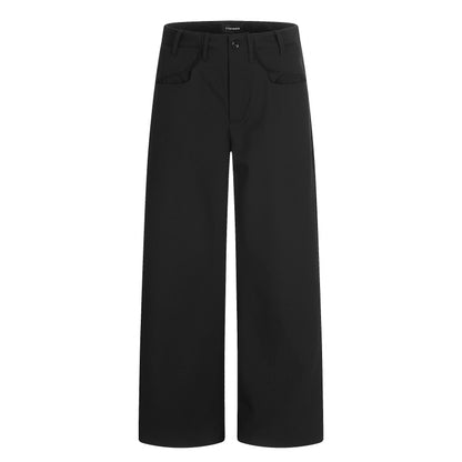 Charcoal Wide-Leg Tailored Trousers