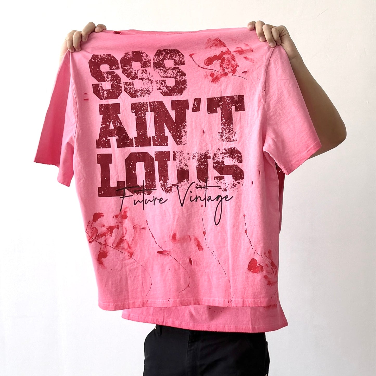 Saint Louis Distressed Pink Oversized T-Shirt