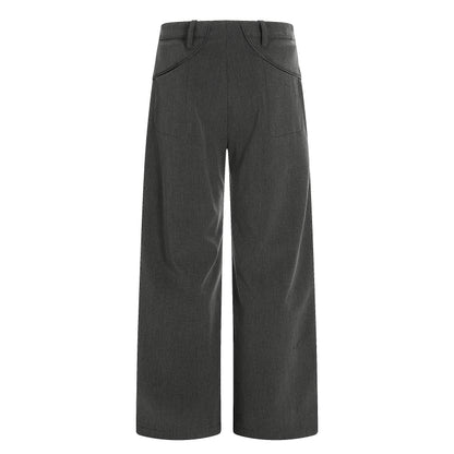 Charcoal Wide-Leg Tailored Trousers