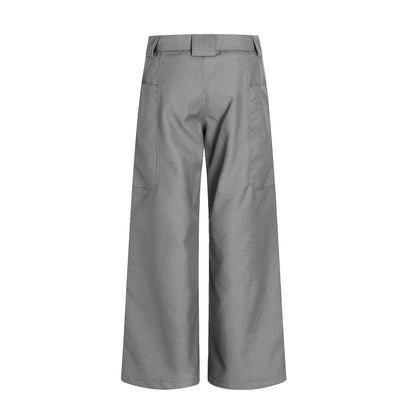 Grey Belted Utility Flared Trousers