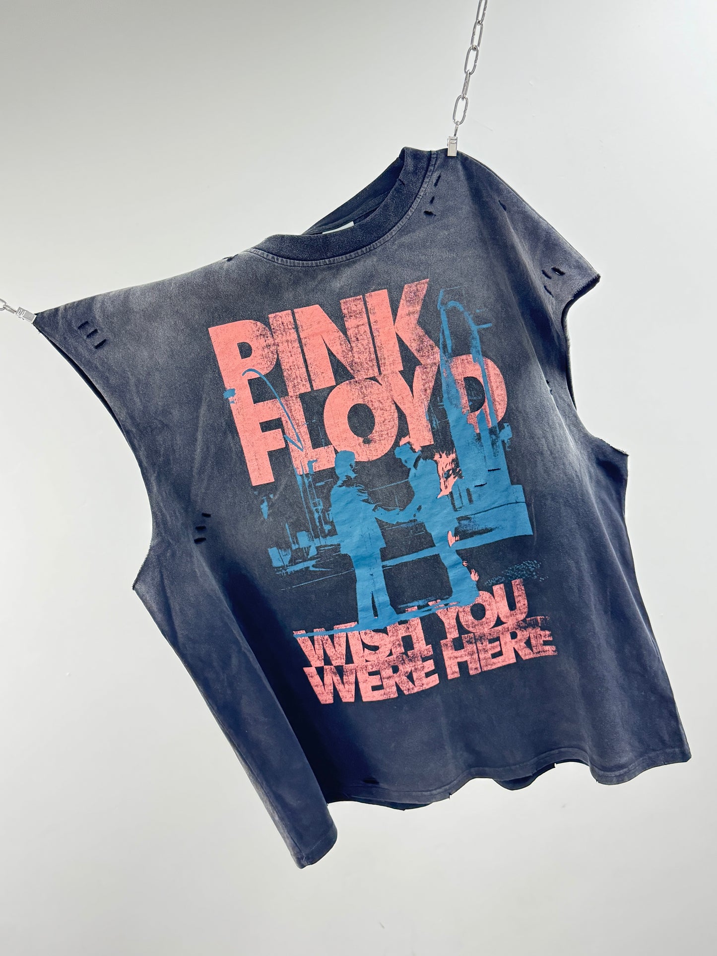 Pink Floyd Distressed Washed Black Oversized T-Shirt