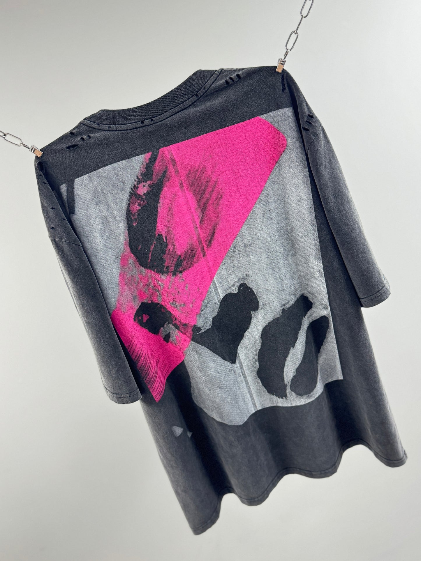 AMORE Graphic Oversized Washed Black T-Shirt