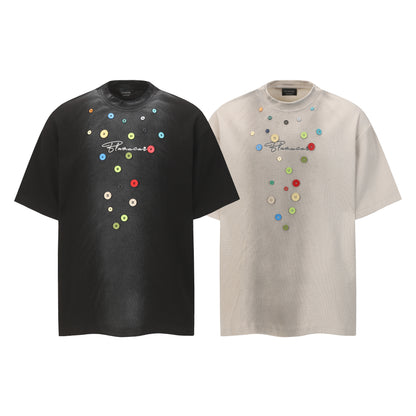 Waffle Knit Button Detail T-shirt