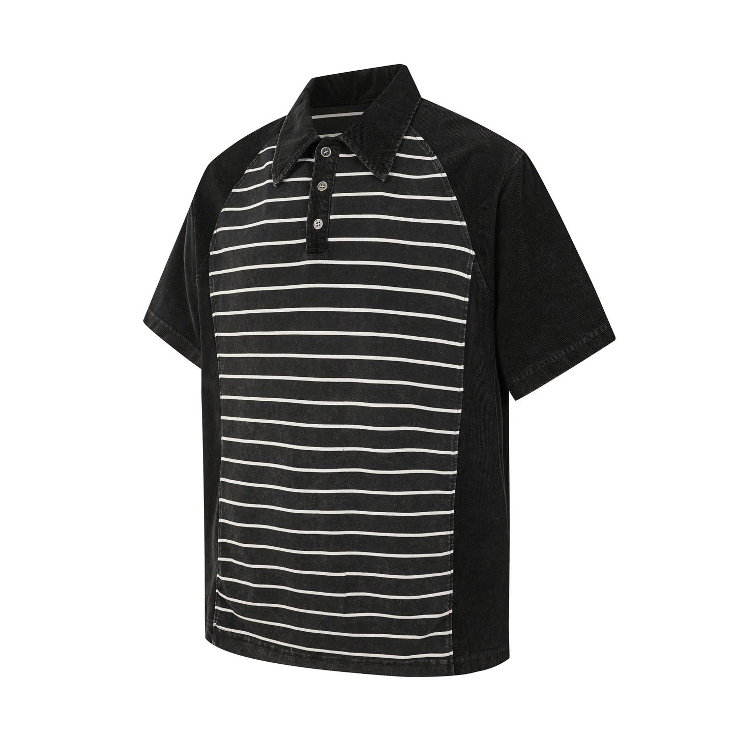 Striped Panel Oversized Polo T-Shirt