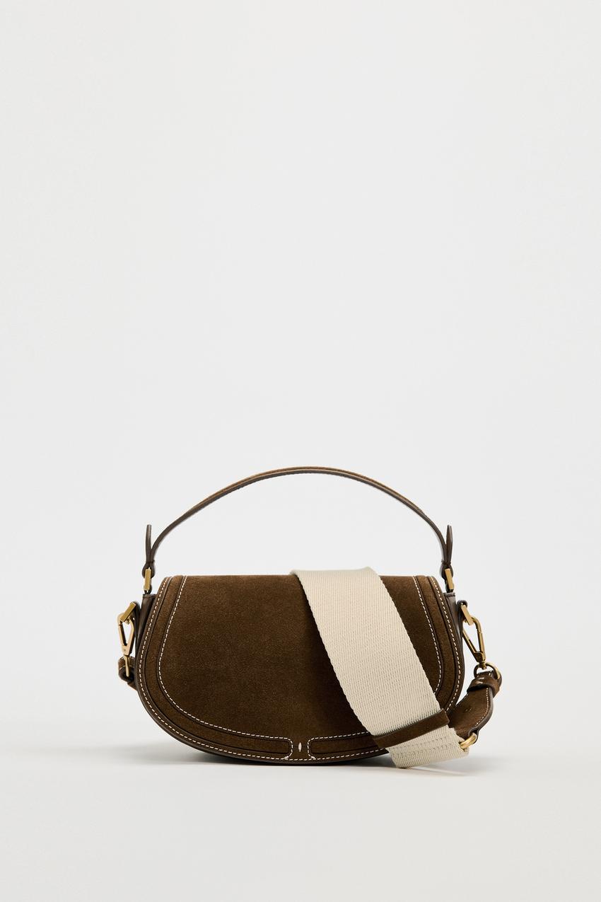 SPLIT SUEDE CROSSBODY BAG WITH FLAP