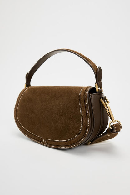 SPLIT SUEDE CROSSBODY BAG WITH FLAP