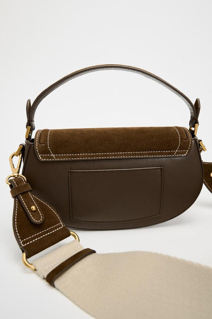 SPLIT SUEDE CROSSBODY BAG WITH FLAP