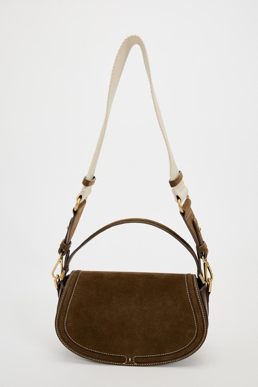 SPLIT SUEDE CROSSBODY BAG WITH FLAP